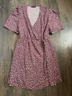 Women's Mauve Printed Wrap Dress - Brand: